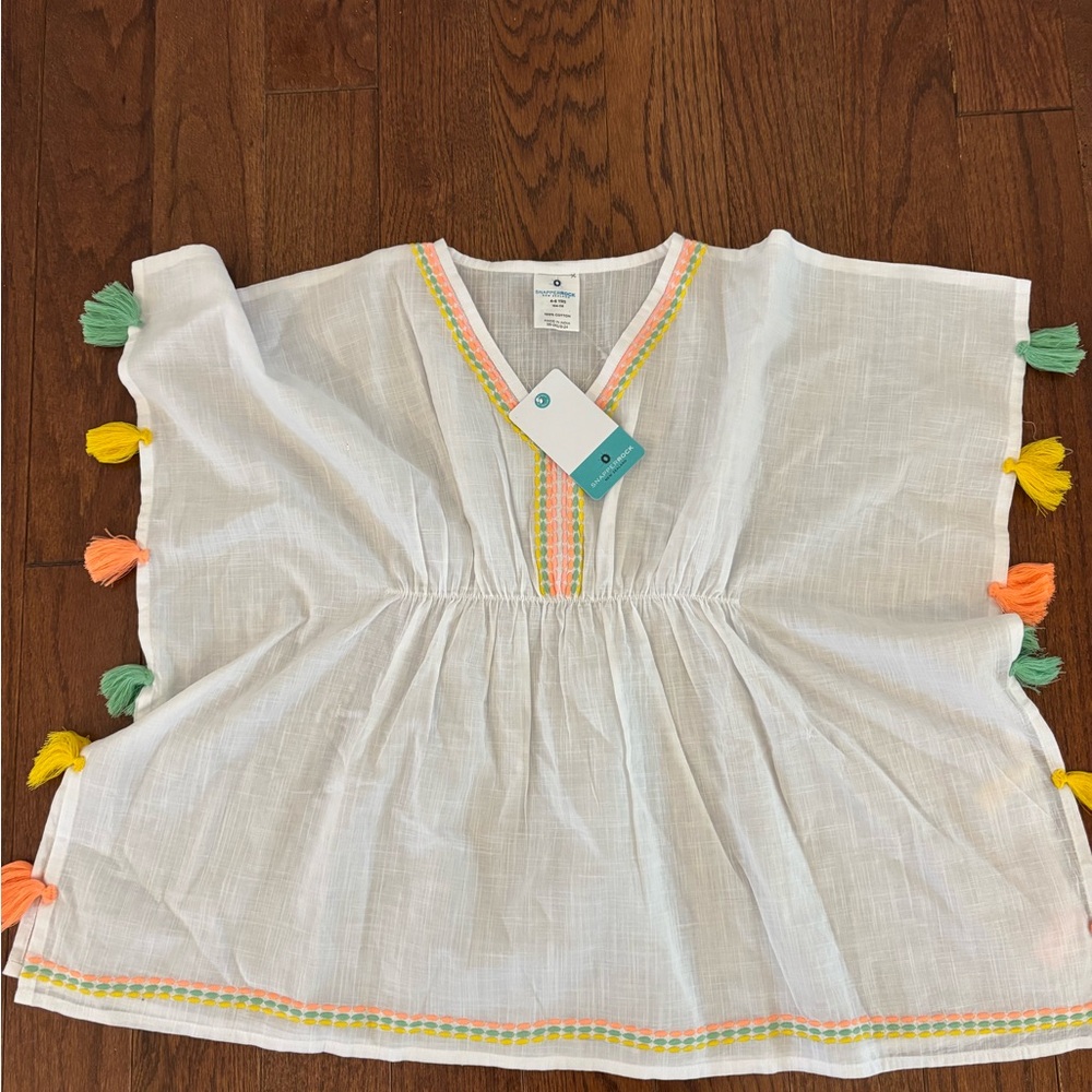 Snapper Rock White Cover-Up with Colorful Trim